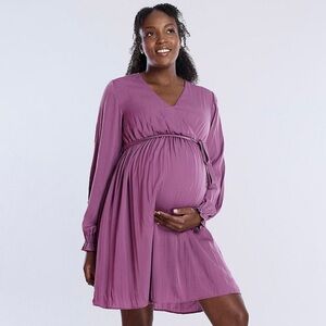 NWT Motherhood maternity grape nectar woven wrap mini dress size small